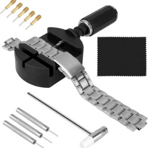 Watch Band Repair Tool Set, 11 Pieces Watch Band Adjustment Tools, Repair Kit with Watch Regulators, Watch Pins, Hammers, Spring Springs