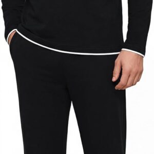 Men's Pyjamas Winter Cotton Long Sleeve with Round Neck Design with Layered Effect Comfortable Sleep Set for Home