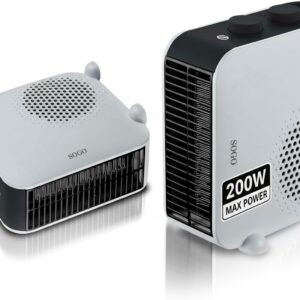 SOGO Low Consumption Heater – Compact Bathroom Heater with 2 Heat Levels 1000W/2000W – Portable Electric Heater with Overload Protection and Handle – Ideal for Home, Kitchen and Dining Room