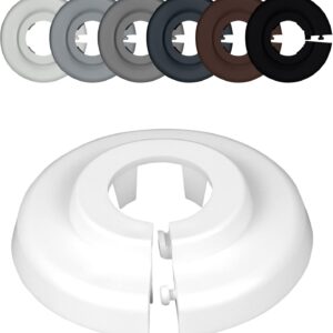 FUX 20 Radiator Heating Pipes Rosettes 12 mm - 35 mm White Grey Brown Black Trim Pipes for Pipes Radiator Covers (16 mm, White 9016)