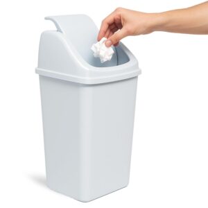Plastic Waste Bin, Swing Opening Trash Bin, Bathroom Wastebasket, BPA Free, 58.5 cm Height x 33.5 cm Width x 27.2 cm Depth, PP5 Plastic, Capacity 30 Litres