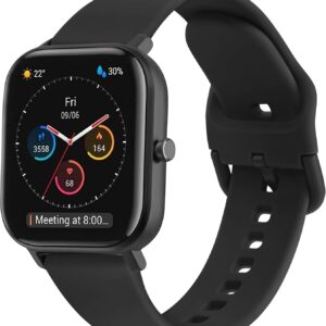 Mugust 20mm Strap for Amazfit Bip/Bip Lite/Bip U/Bip U Pro/Bip 3/Bip 3 Pro/Bip S/Bip S Lite Women Men, Soft Silicone for Amazfit Bip 3 Pro(Black)