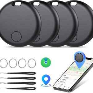 Smart Air Tracker Tags 4 Pack, Bluetooth Finder Object Locator, Compatible with Apple Search (iOS Only), 365 Days Use, Batteries Replacement, Finder for Keys/Wallets/Luggage
