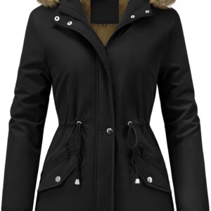 Parka Coat Women Winter, Long Pile Warm Jacket with Hood, Winter Jacket, Waterproof, Windproof, Elegant Parka Women