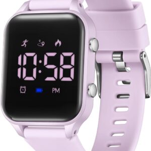 Kids Digital Watch with Pedometer, Alarm, Stopwatch, Light and Date - Sports Watch without App or Phone with Silicone Strap