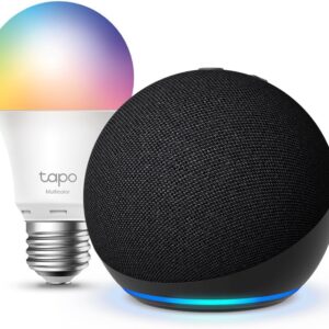 Echo Dot (5.ª generación) | Antracita + Tapo L530EA Bombilla LED Inteligente (E27), Compatible con Alexa - Kit de inicio de Hogar digital