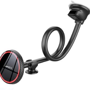 APPS2Car Magnetic Mobile Car Mount for MagSafe - Long Arm 33 cm with Strong Suction Cup for Windscreen and Dashboard, Compatible with iPhone 16/15/14/13/12 Pro MAX/Mini