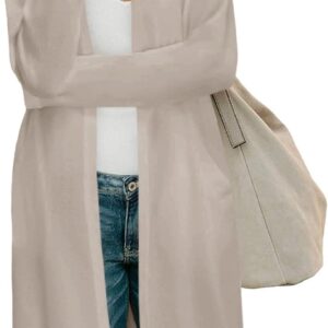 Fisoew Women's Open Front Knit Cardigan Long Sleeve Lightweight Cardigan Long Sweater with Pockets