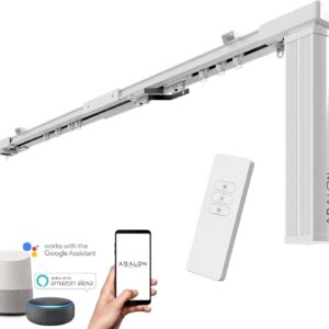 ABALON Motorised Curtain Rail, WiFi Motor Compatible with Alexa Google Home and Tuya Smart Mobile App, Remote Control, Width up to 4 Metres, White