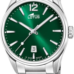 LOTUS Reloj Hombre Analógico de Acero Inoxidable 316l Plateado - Movimiento de Cuarzo - Calendario - Cristal Mineral de Alta Resistencia - Resistente al Agua 10 ATM Clásico 18692 Minimalist