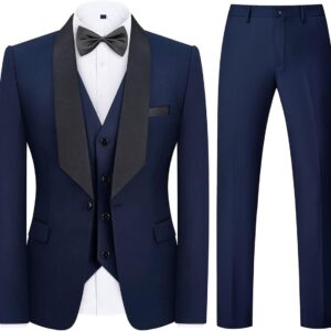 Men's Tuxedo Suit 3 Pieces One Button Vest Pants Sets for Wedding Party Prom
