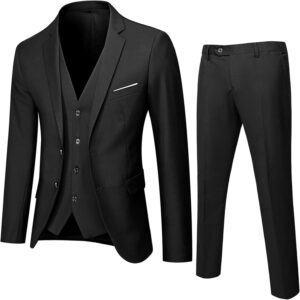 Men's 3 Piece Dress Suit Two Button Blazer Set Vest and Pants for Wedding Party Business