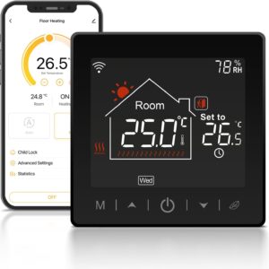 WiFi Thermostat, Tuya Smart Voice Control App/LCD Display Backlit, 3A Programmable Wall Boiler Heating Thermostats, Compatible with Alexa/Google Assistant