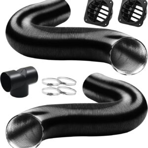 9pcs Car Diesel Heating Exhaust Duct Kit Diameter 75mm Hose + Tee Pipe Fittings + Auxiliary Air Nozzle + Clips, Hot Air Outlet Kits