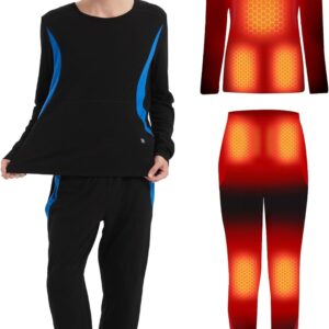 CYCYHEAT Women's & Men's Heated Underwear - Stretch Thermal Underwear Set with Enhanced Heating Elements and Battery