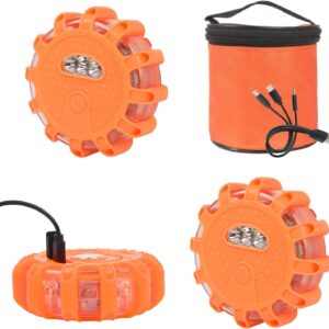 3 Pcs Rechargeable Road Warning Light with Magnetic Base and Hook 9 Modes Road Safety Light for Car Truck Boat