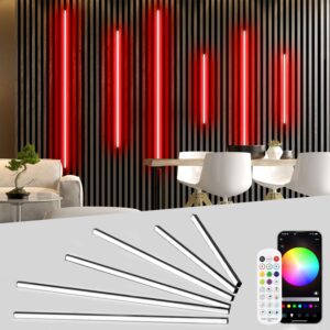 Lichaser RGB Tira LED Negras Empotradas para Panel Acústico, 6 WiFi Tiras LED Paneles Insonorizacion Compatibles con Alexa y App, Adhesiva Luz para Panel Madera Acustico (2 * 40+2 * 60+2 * 90 cm)