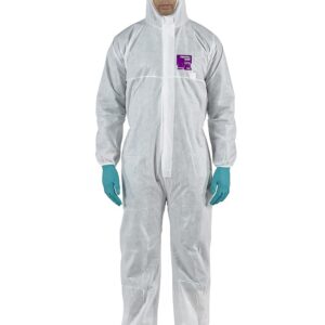 Ansell AlphaTec 1500 Model 138, Disposable Work Coverall, Chemical Protection Type 5/6, Integral and Waterproof Suit, DIY and Mechanical, Men Women, White, Size L (1 Unit)