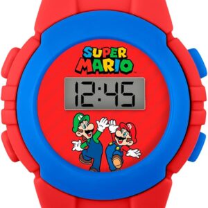 Mario GSM4234 – Children's Quartz Digital Watch with Plastic Strap, Rosso, Bracelet