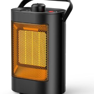 Silent Electric Heater, 1500 W PTC Low Consumption Radiators, Portable Fan Heater, 3 Modes, Safety Protection, Suitable for Bathroom, Office and Bedroom (Black)