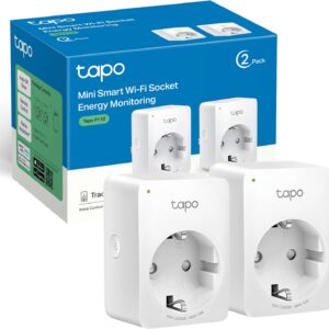 Tapo P110 (2 Pack) - Mini Wi-Fi Smart Plug (with Power Monitoring), Programming On/Off, Energy Saving, Compatible with Alexa and Google Home