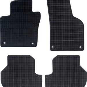 Auto Accesorios Lupex Rubber Car Floor Mats 4 Piece Set Compatible with Golf 5, Suitable for All Seasons, Black, Molded Front and Rear