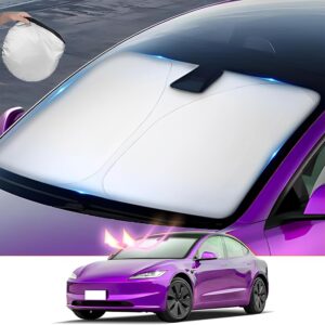 Car Front Sunshade, Metal Car Sun Shade Reflective Curtain for Vehicle, UV Protection Windshield, for All Types of Cars (140 x 70 cm)