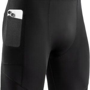 Niksa 1/3 Pieces Men's Running Tights Short Tights Men's Workout Shorts with Cell Phone Pocket Quick Dry Breathable Shorts