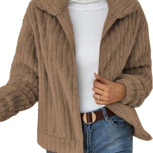 Women's Warm Fleece Coat Jacket Long Sleeve Elegant Short Faux Fur Coats Winter