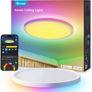 Govee RGBIC LED Ceiling Light, 30 cm Smart Ceiling Lamp 24 W, 2400LM LED Ceiling Light with 16 Million DIY Colours, Work with Alexa, Google Assistant, Interior Light for Bedroom, Living Room, Kitchen