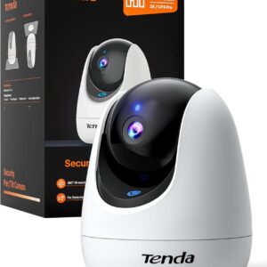 Tenda 3MP WiFi Indoor Surveillance Camera, Motion and Pet Detection, AI Person Tracking, Click Call, Security Camera, Night Vision, Compatible with Alexa, CP3 Pro