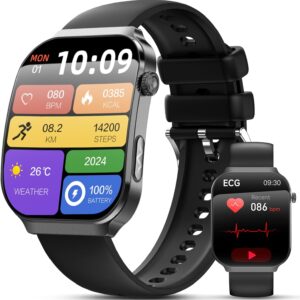 2026 ECG+HRV Men's Smart Watch with Arteríαl/BMI/Uric Acid/Microcheck, 2.2'' Curved Screen 3D Ultra-Large Smartwatch with 24H Heart Rate Monitor, Body Temperature, Sleep, iOS Android