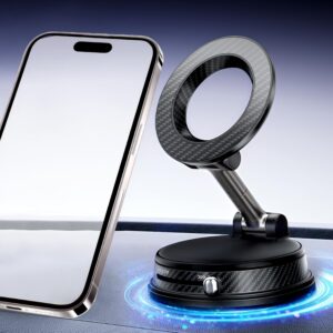Mag-Safe Car Mobile Phone Holder Suction Cup Holder Car Phone Holder Powerful Magnet [20 x N56 Magnets 360° Rotation] Magnetic Car Foldable for iPhone 17 16 15 14 Dashboard Office