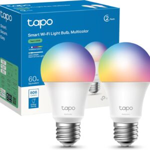Tapo L530E Wi-Fi Smart LED Bulb, Multi-Colour, Dimmable, E27 Socket, 8.3W, 806 Lumens, Compatible with Alexa and Google Home, 2 Pack (Pack of 1)
