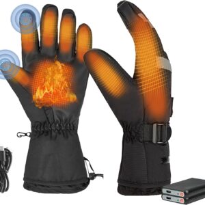 Heated Gloves for Men Women Outdoor Rechargeable Electric Heating Gloves 7.4V 6000mAh Battery Gloves Hand Warmers Winter Motorcycle Cycling