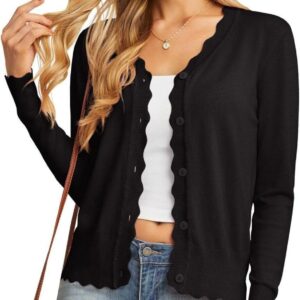 GRECERELLE Women's Cardigan with Buttons and V Neck Cardigan for Women Lightweight and Elegant for Summer with Lace