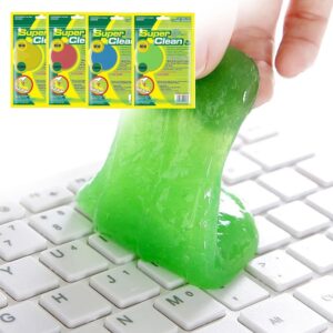 Keyboard Cleaning Gel, Car Interior Cleaner Gel, 4 Pieces Keyboard Cleaner in Universal Reusable Bag for Car, Laptops, Cameras, Display Screen