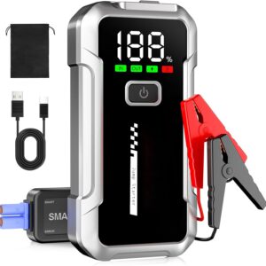 Car Jump Starter 7000A 12V Battery Starter for All Petrol or 10L Diesel Jump Starter Intelligent Protection LCD Screen Quick Charge USB and LED Flashlight Safety Clips
