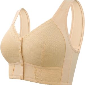 Older Bra with Front Closure, Breathable Bra for Older, Bras Without Older Women White Nursing Bras