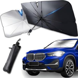 Front Car Sun Shade 135 x 73 cm – UV Protection, Sun Umbrella Foldable, Compatible with SUV, Truck and Car, Easy to Use and Store