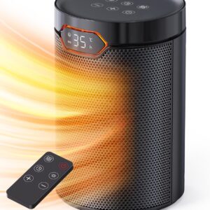 Low Consumption Heater, 1500W, PTC, ECO & Breeze Mode, 4 Heat Modes, 24H Timer, Thermostat, Remote Control, Overheating and Tip-Over Protection, Home, Office