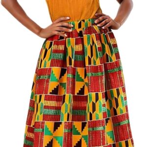 Women Long Skirt High Waist Maxi Casual African Skirt Ankara Print Bohemian Style