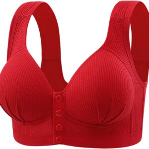 Plus Size Bra with Adjustable Shoulder Strap and Shaping Cup Front Buttons Lace Sexy for Women Underwear Sleeve