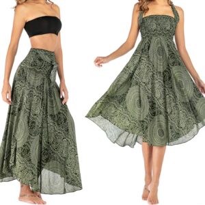 1 x Elegant Long Skirt for Women 2 in 1 Summer Bohemian Skirts Summer Ethnic Style Long Bohemian Beach Skirt Maxi Skirt