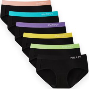INNERSY Women's Cotton Comfortable Briefs Sports Belt Underwear Mid Waist Pack of 6