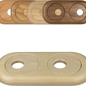 Double Rosette for Heating Pipes, Variable Distance Between Pipes, Various Woods and Sizes, Trim Covers Radiator Pipes, Cap (19 mm, Maple)