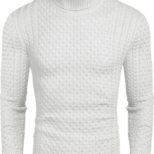 COOFANDY Men's Sweater Turtleneck Winter Pullover Long Sleeve Turtleneck Knitted Pullover Sweater Slim Fit