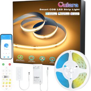 OULARA WIFI COB LED Strip Warm White 2700K,6M Dimmable 24V LED Strip Light Set,Smart Work with Alexa/Google Assistant for DIY Lighting Under Cabinet,Bedroom,Kitchen.