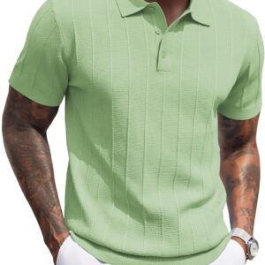COOFANDY Men's Polo Shirts Short Sleeve Summer Casual Vacation Buttons Stretch Fabric Golf