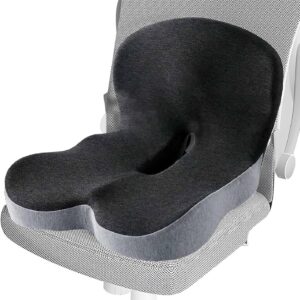 Cojín de asiento para sillas, cojín integrado en forma de L de espuma viscoelástica, ergonómico para coxis y zona lumbar, para dormitorio, camión, silla de ruedas, cine, viajes